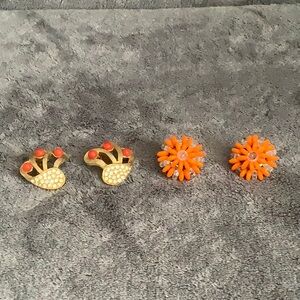 Vintage Laguna orange crystal clip on earrings, set of 2